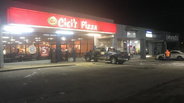 No injuries were reported following a vehicle crashing into a Tulsa Cici's Pizza Saturday night. The collision happened at the location near 21st and Garnett.