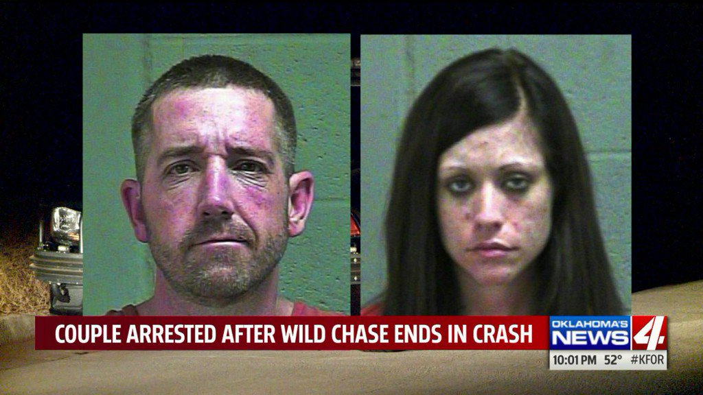 Edmond officers arrested two people after an auto burglary and high-speed chase. Police say it started when an officer witnessed an auto burglary in progress early Saturday morning