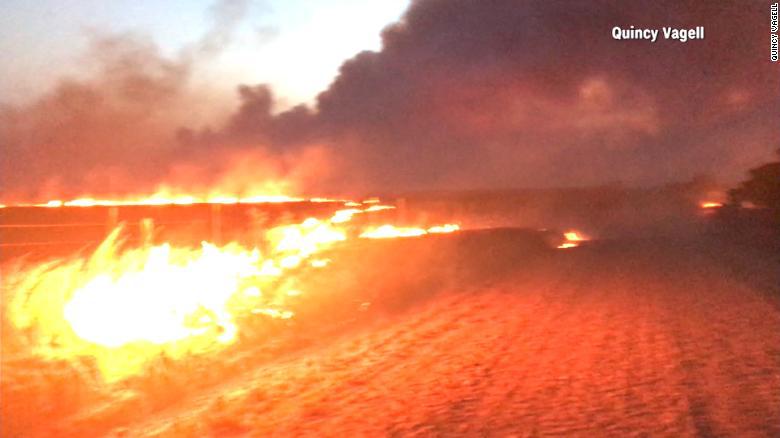 About 1,000 people have been evacuated from Vici, more than 100 miles northwest of Oklahoma City, Dewey County Sheriff Clay Sander said. Some 450 people also have been evacuated in adjacent Woodward County, where a fire has burned 115,000 acres.