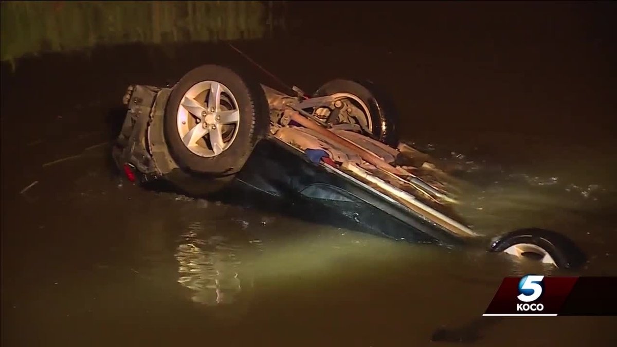 A man suffered minor injuries after authorities said he crashed his car early Thursday morning into Lake Overholser.
