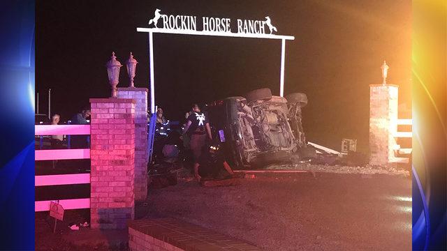 One woman hospitalized after car crashes into Wagoner County ranch