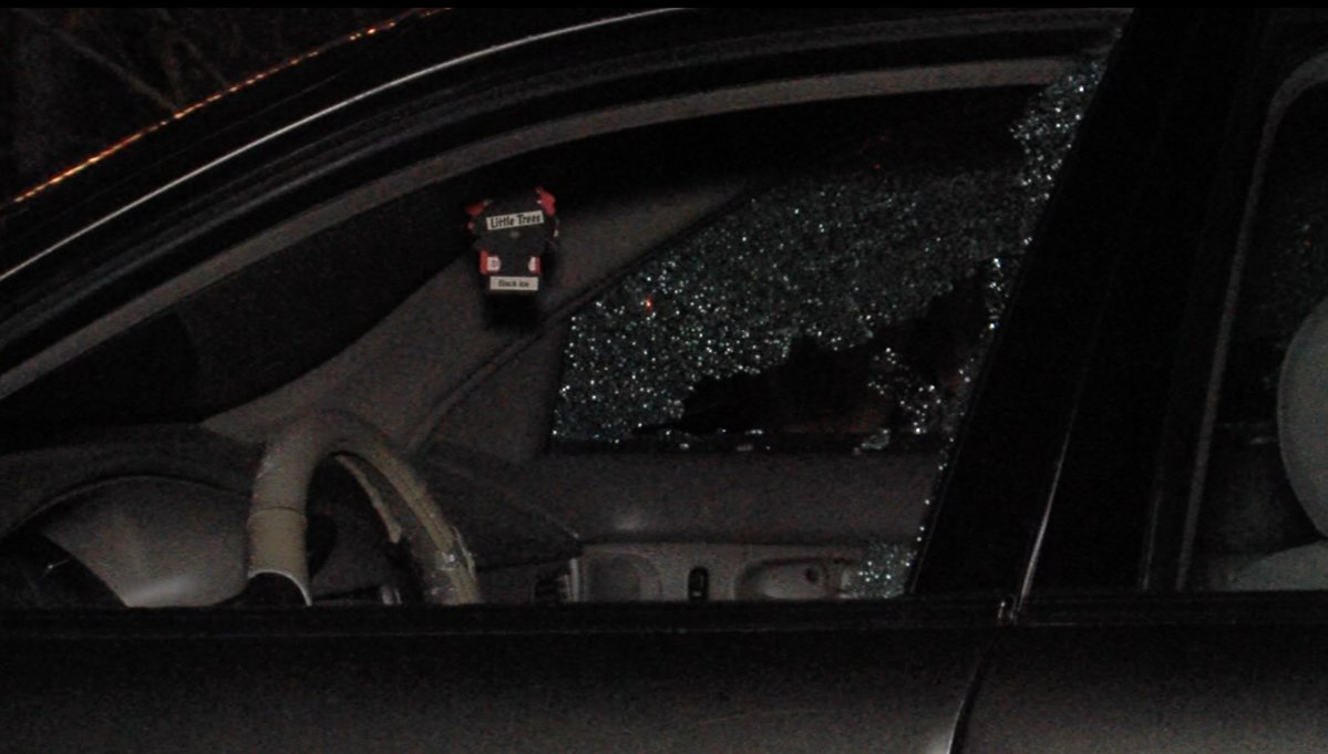 11 shots were fired. Five went into a car, breaking the windows, and six went into a home