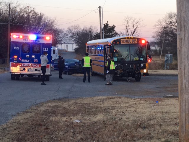 Police are responding to a TPS bus crash in west Tulsa    