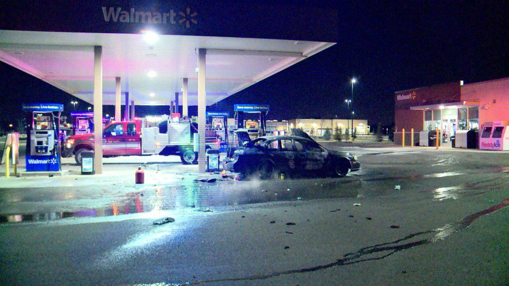 Homeless family loses car to fire at gas station    