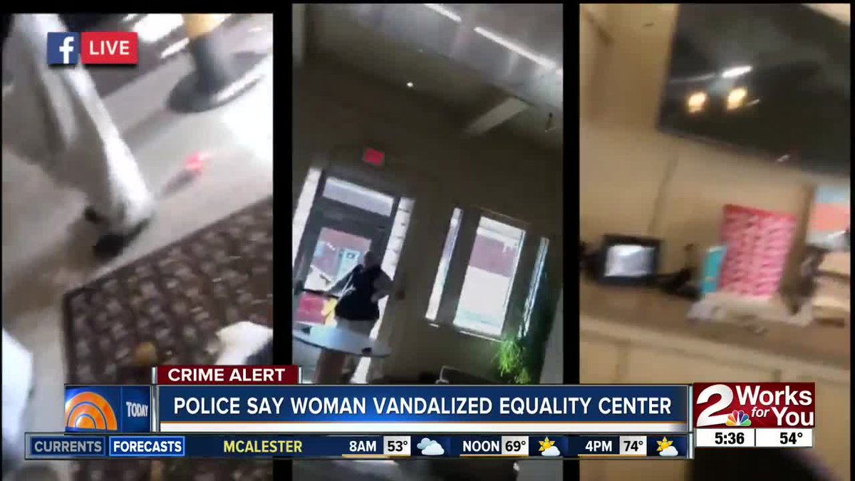 A woman is arrested after police say she vandalized Tulsa's downtown Equality Center and streamed the whole thing on Facebook Live.    