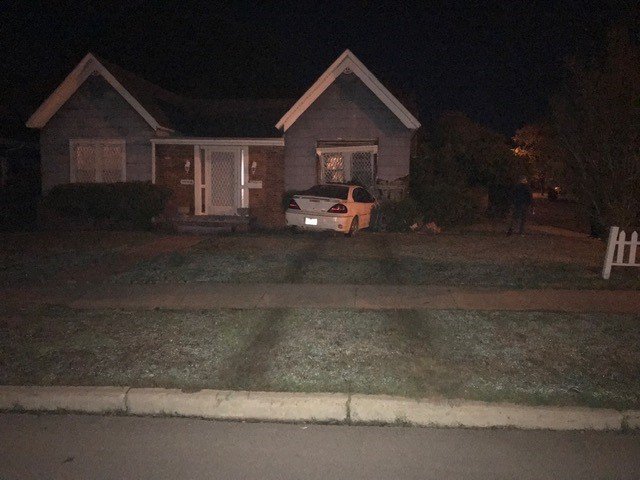 Cushing Police search for suspects after stolen car hits house    