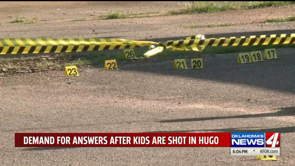 Protesters demand answers after kids shot in Hugo    
