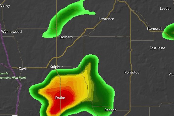 A confirmed tornado just passed near Sulphur, Oklahoma, and is tracking to the northeast. People in the path of the storm need to seek shelter immediately    
