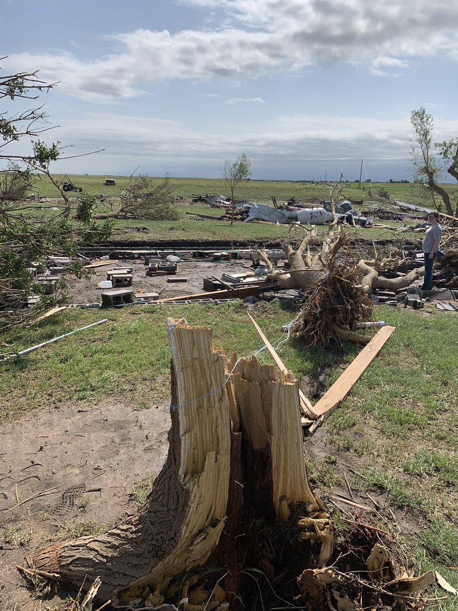 Damage survey around Laverne today. Found EF3 damage right on the