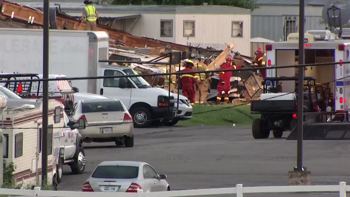 Firefighters are   removing debris from Skyview Mobile homes in ElReno after a tornado touched down.   