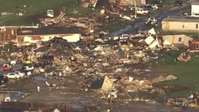 Destruction in El Reno, Oklahoma where a tornado hit overnight killing two people
