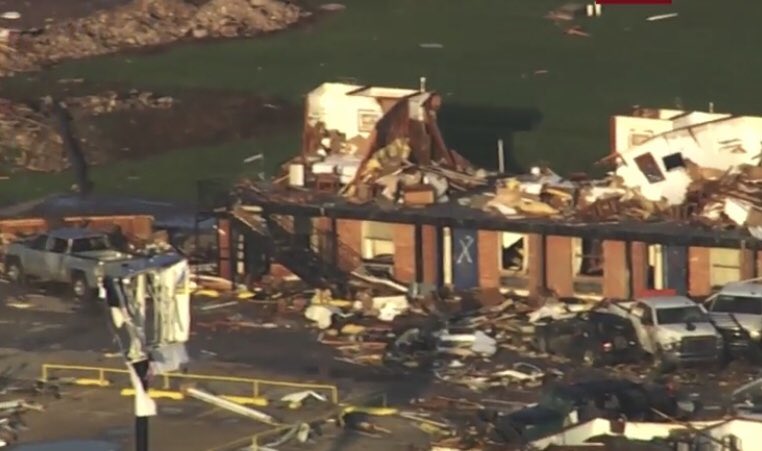 Destruction in El Reno, Oklahoma where a tornado hit overnight killing two people
