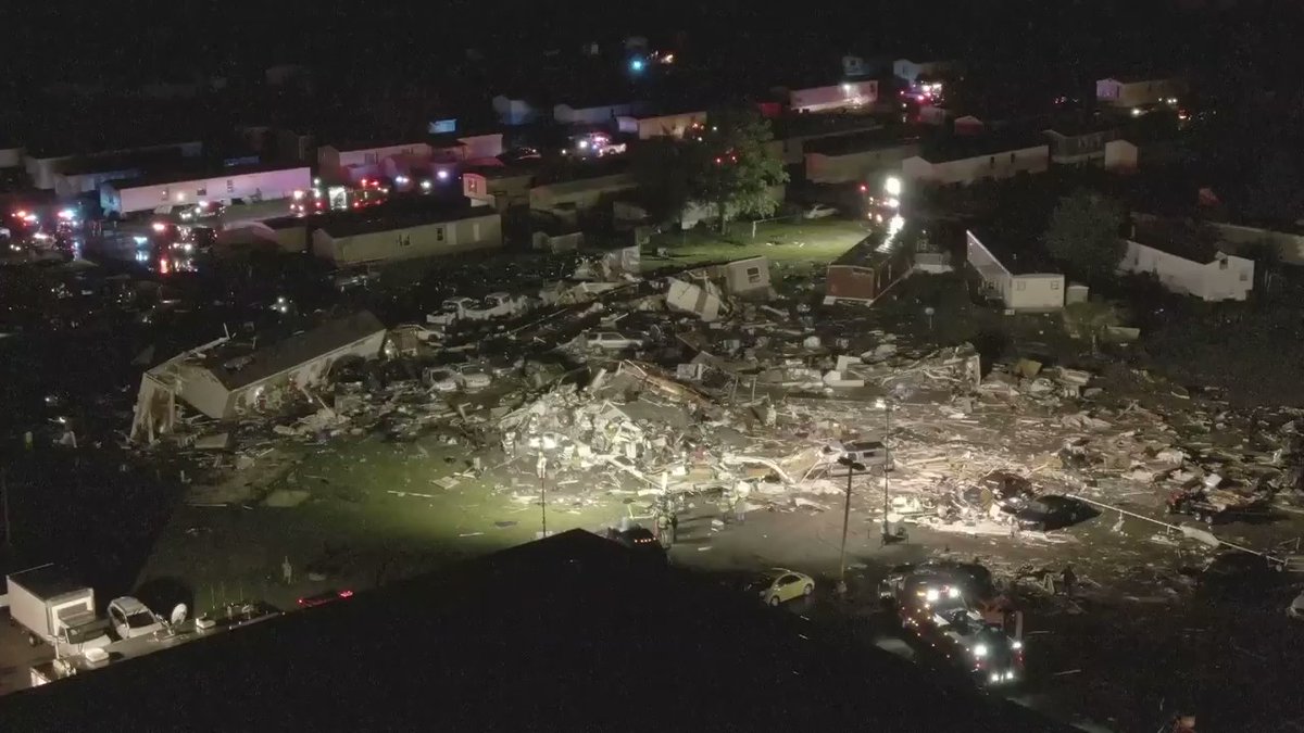 Confirms 15 mobile homes and a motel with serious damage. Search continues. ElReno    