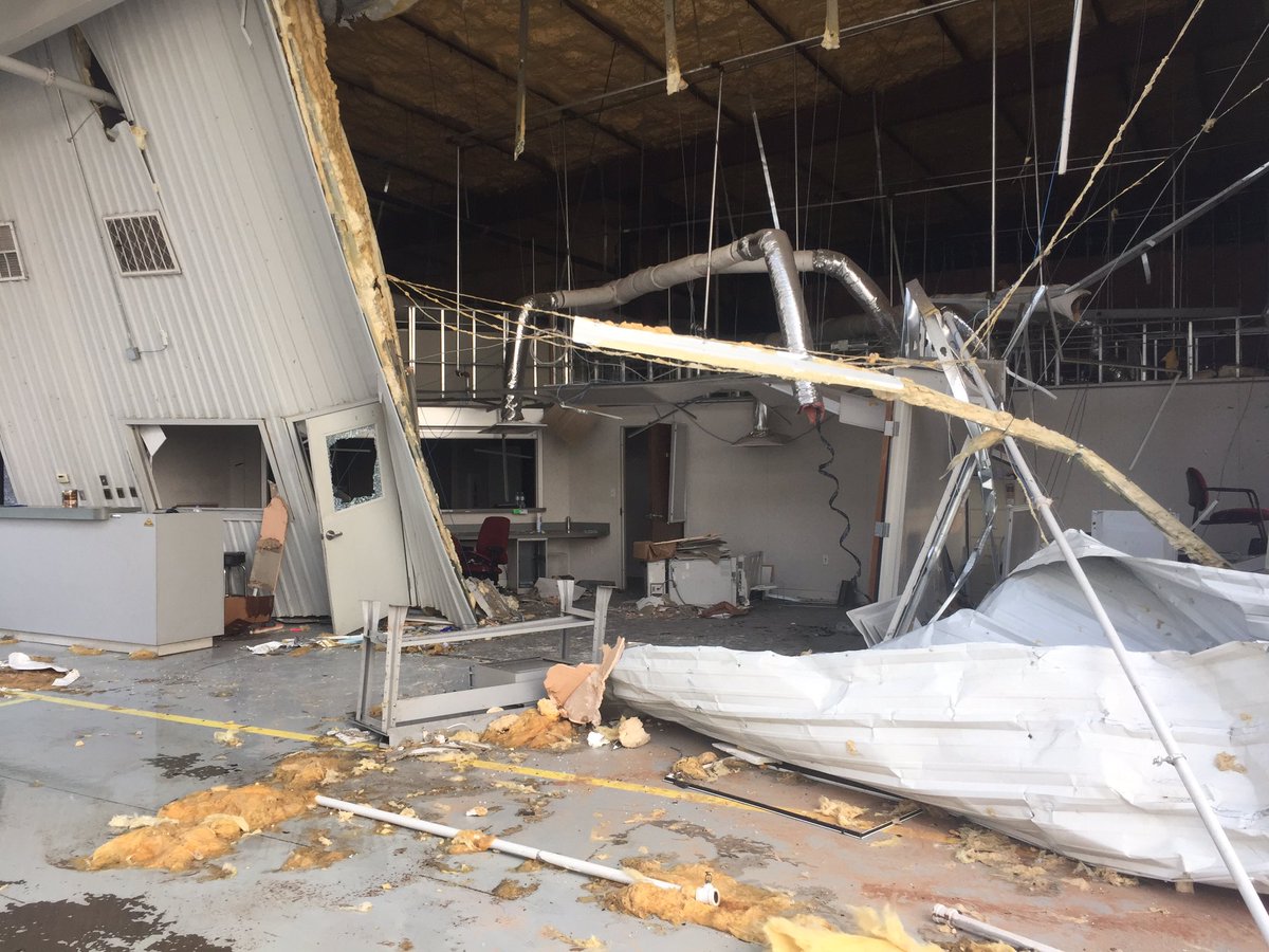 Damage left by Saturday's tornado through El Reno. This is what's left of the Frontier auto dealership office