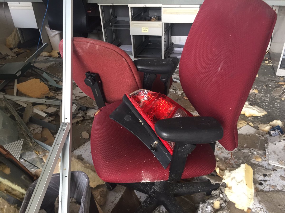 Damage left by Saturday's tornado through El Reno. This is what's left of the Frontier auto dealership office