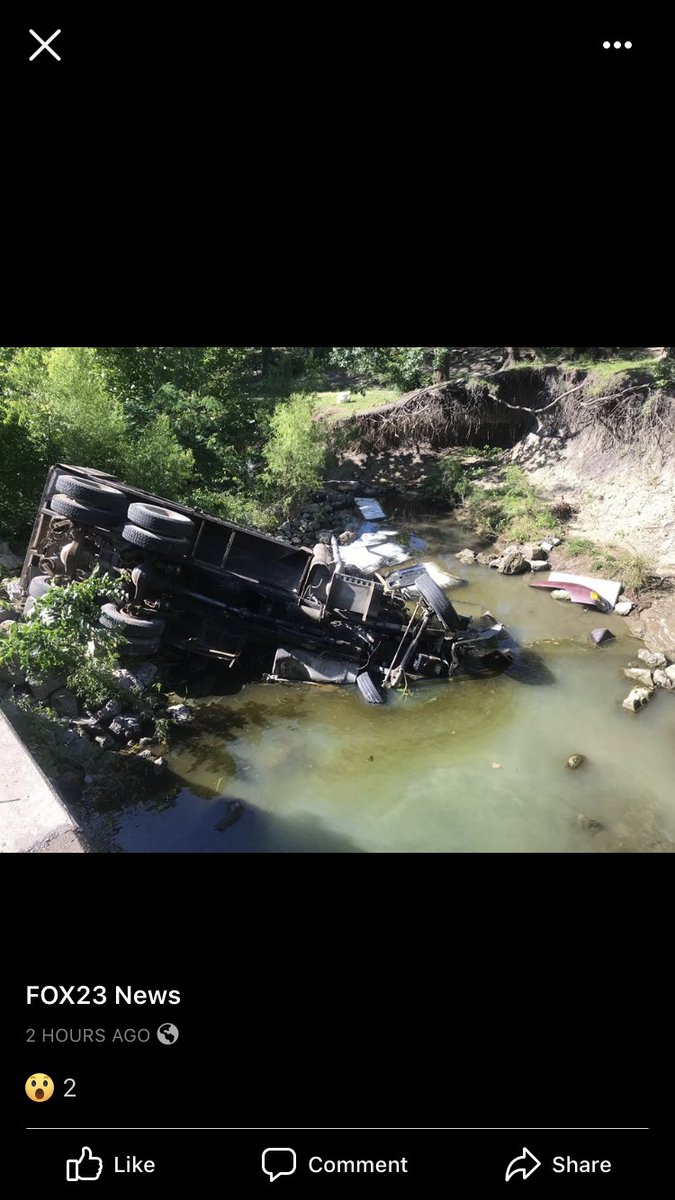 Truck in the creek.   