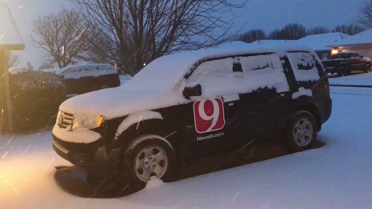 The snow fell like here in Norman. Take some extra time to ice off your car's.