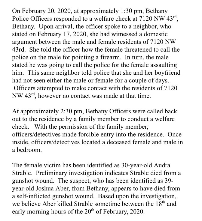 Bethany police have released more information regarding a domestic murder/suicide in the 7100 block of NW 43rd that happened on Friday.