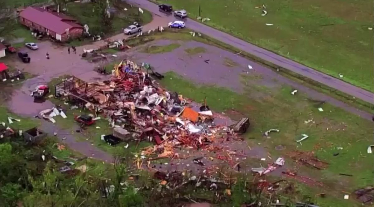 Tornado damage overnight in Paul's Valley, south of Oklahoma City. No residents were injured, but some horses were hurt