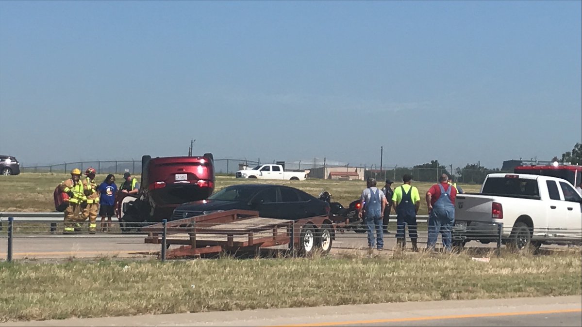 Emergency crews are on the scene of a rollover crash near I-44 and Rogers Lane. First responders are saying there are no major injuries but traffic is being diverted around the area