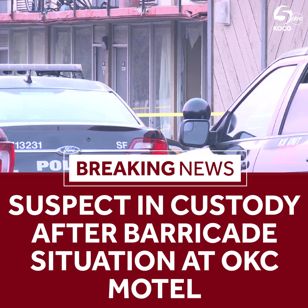 A suspect is in custody after an hours-long barricade situation Tuesday morning at an Oklahoma City motel