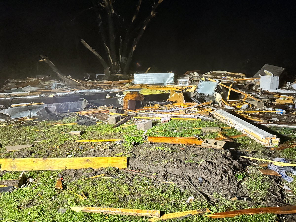 Devastating damage from another deadly night of tornadoes in Oklahoma. This is the aftermath from the overnight storms in an area north of Tulsa. Widespread destruction in Barnsdall, OK with one confirmed death