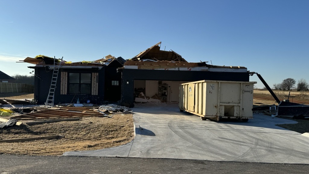 Another look at some of the damage in Purcell after a preliminary EF1 tornado hit the area. 